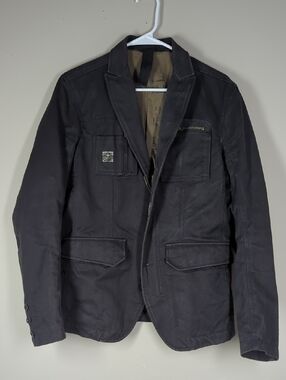 Diesel Men's Black/ Charcoal Blazer Jacket - Size Medium